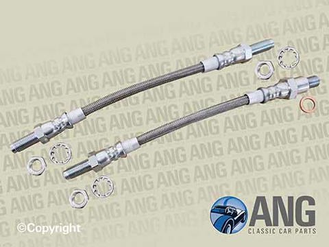 STAINLESS STEEL REAR BRAKE HOSES (2) ; TR6