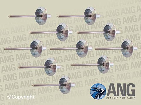 SILL CHROME TRIM FITTING CLIPS & RIVETS (10) ; 2000TC, 2500TC (1975-1977)