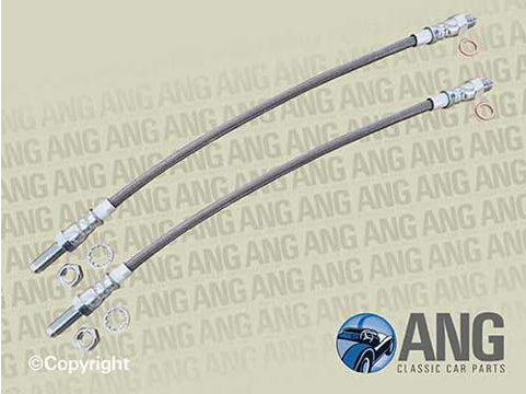 STAINLESS STEEL FRONT BRAKE HOSES (2) ; MGB, MGB-GT (1962-1978), MGB-GT V8