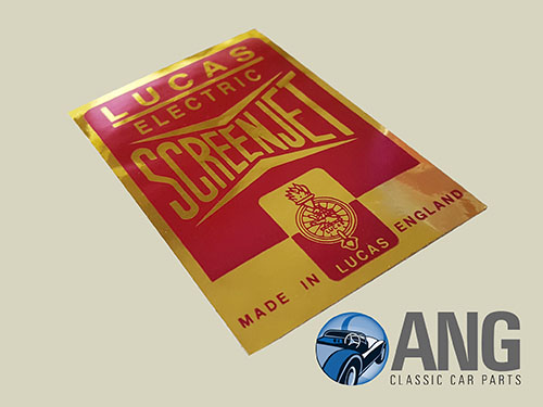 LUCAS SCREEN JET WASHER BOTTLE DECAL ; TR2, TR3, TR3A