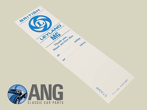 BRITISH LEYLAND SERVICE STICKER ; MGB, MGB-GT, MGB-GT V8