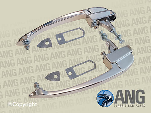 CHROME EXTERNAL DOOR HANDLES & FITTINGS (2) ; MGB, MGB-GT &#39;67-&#39;80