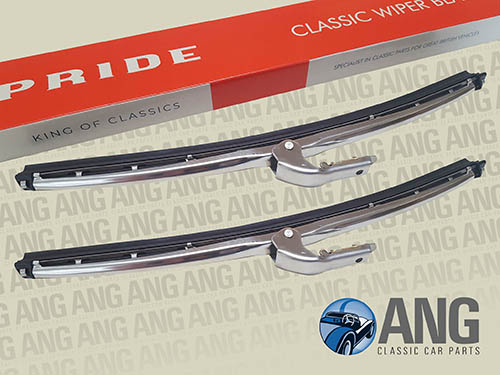 CHROME 10&quot; WINDSCREEN WIPER BLADES x 2 ; MGB ROADSTER &#39;69-&#39;80