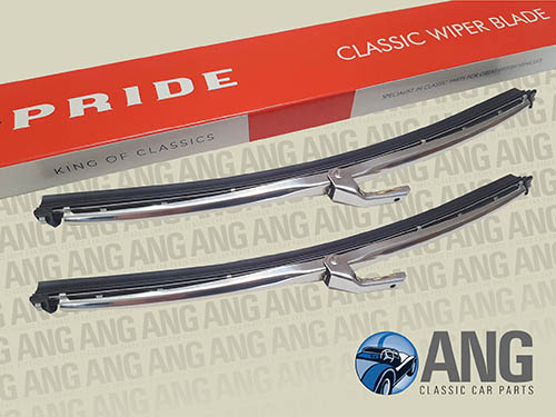 CHROME WINDSCREEN WIPER BLADES (10&quot;) x 2 ; MGB ROADSTER &#39;62-&#39;69