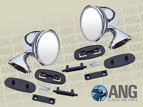 CHROME TORPEDO DOOR MIRRORS (LH & RH) ; CLASSIC MINI