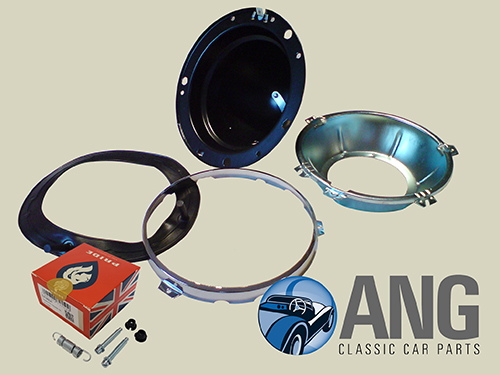 HEADLAMP BOWL & CHROME TRIM KIT ; AUSTIN A35 VAN, A40 FARINA