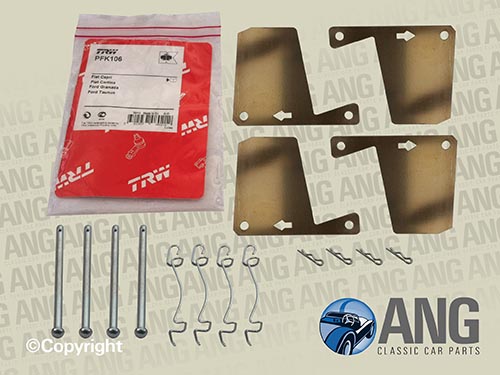 BRAKE PAD FITTING KIT (TRW) ; TR6 1972-1976 (METRIC CALIPERS)