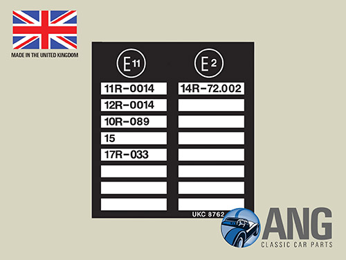 BULKHEAD E11, E2 STICKER ; SPITFIRE 1500 '75-'79