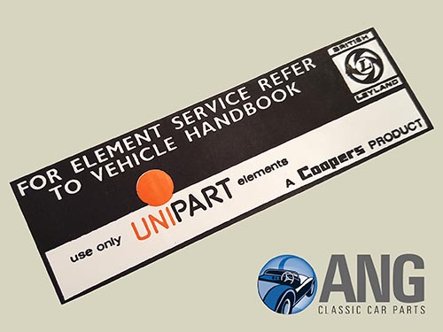 UNIPART AIR FILTER STICKER ; MARINA, ALLEGRO, PRINCESS