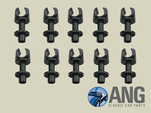 BLACK PLASTIC FUEL PIPE CLIPS x 10 ; MGB, MGB-GT