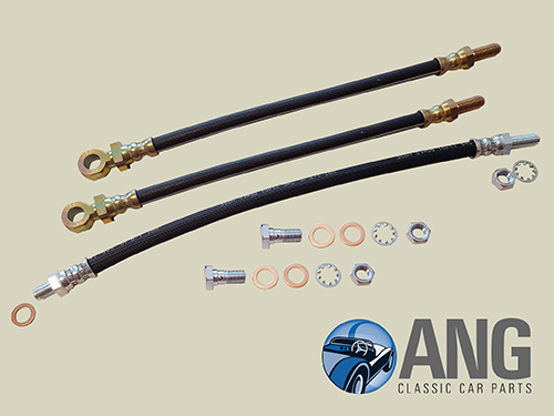 FRONT & REAR BRAKE HOSES & FITTINGS (CAR SET) ; MIDGET & SPRITE (DISC BRAKES)
