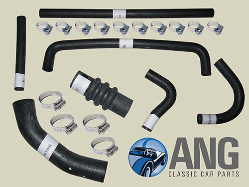 RADIATOR, WATER COOLING HOSES & CLIPS KIT ; SPITFIRE MkIV & 1500 &#39;73&gt;