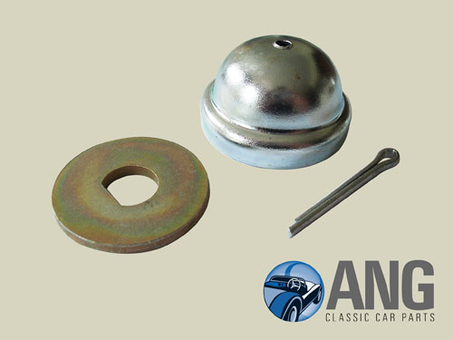 FRONT HUB GREASE CAP, THRUST WASHER & PIN KIT ; SPITFIRE