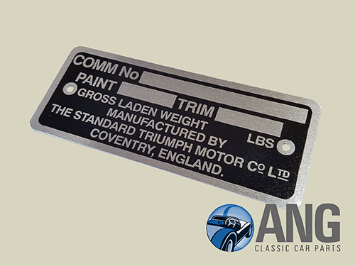COMMISSION NUMBER INFORMATION PLATE ; TR4A