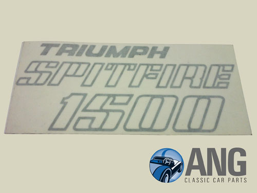 BOOT LID DECAL, STICKER IN SILVER ; SPITFIRE 1500